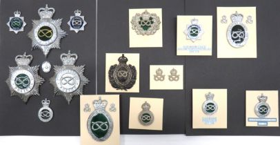 21 x Various Staffordshire Police Helmet Plates & Badges including blackened and white metal KC