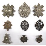 9 x Various Victorian/Edwardian Badges consisting white metal 1st Wiltshire R.V. ... White metal Vic