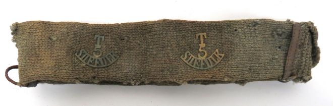WW1 Period Knitted Money Stable Belt khaki green knitted belt.  Small pocket to the right side.