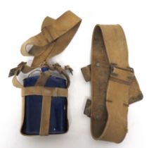 1908 Pattern Belt And Waterbottle consisting 1908 pattern, wide waist belt.  Rear tabs and brass