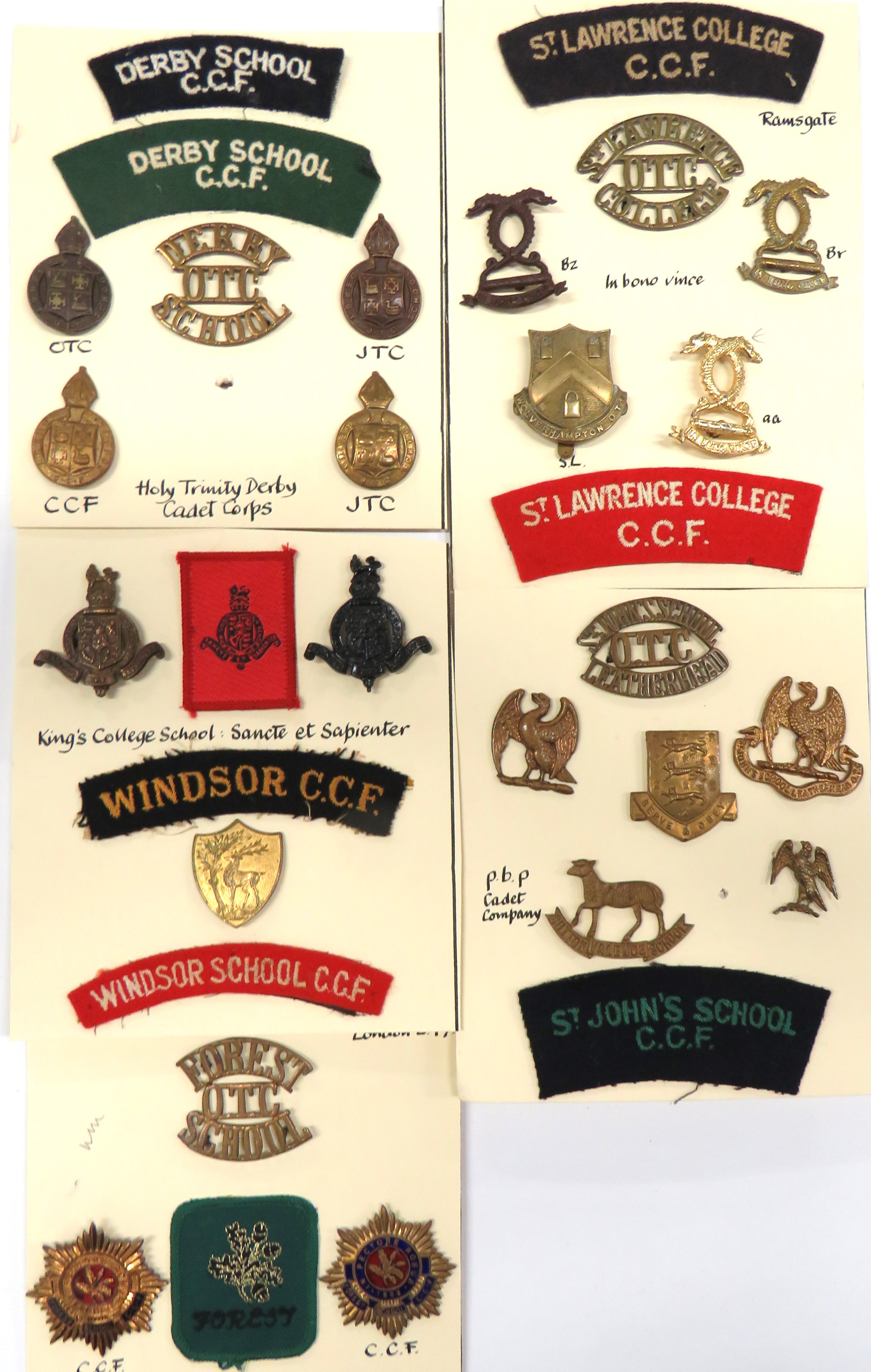 31 x CCF & OTC Cap Badges And Titles cap badges include brass Sutton Valence School ... Brass