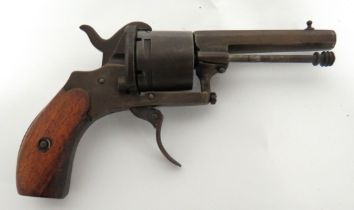 Late 19th Century Continental Pinfire Revolver 3 inch, octagonal barrel.  Front stud sight.  Side
