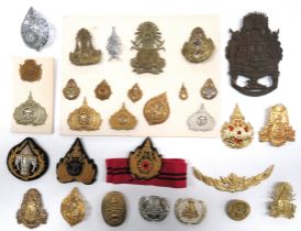 30 x Thailand Military Badges including gilt Navy ... White metal Navy ... Brass Air Force ... Bi-