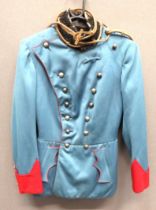 Austrian Ulan's Officer's Tunic light blue, wrap over, plastron front tunic with high black