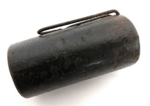 WW1 Inert Austrian Stick Canister Grenade cast iron canister top.  Steel wire belt hook.  Handle