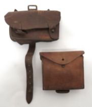 1914 Pattern Equipment Ammunition Pouch brown grained, rectangular pouch.  The front flap secured by