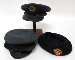 Two RAF OR's Service Dress Caps blue grey woollen crown and body.  Black composite peaks and