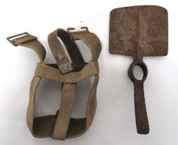 1908 Pattern Waterbottle Cradle And Entrenching Tool Head green blancoed waterbottle cradle.