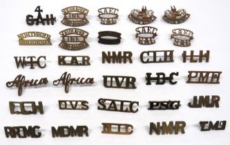 30 x Commonwealth Brass Shoulder Titles including KAR ... NMR ... CLH ... SALC ... NIC ... WTC ...