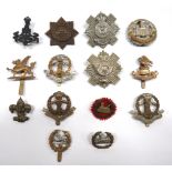 14 x Infantry/Territorial Badges including white metal KC 4/5 Batt Royal Scots ... Brass Liverpool