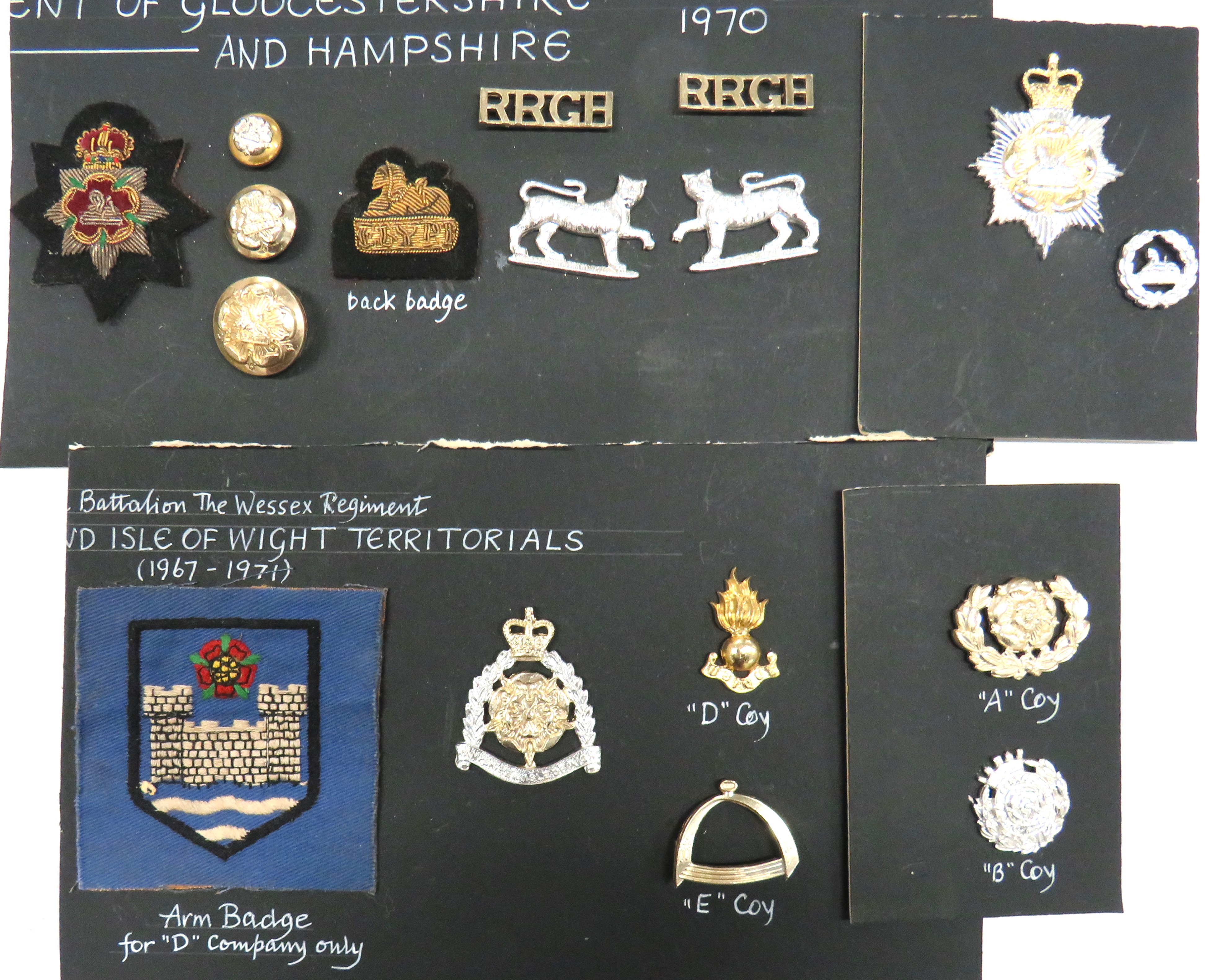 14 x Gloucestershire And Hampshire Badges cap include bullion embroidery, QC Gloucestershire &