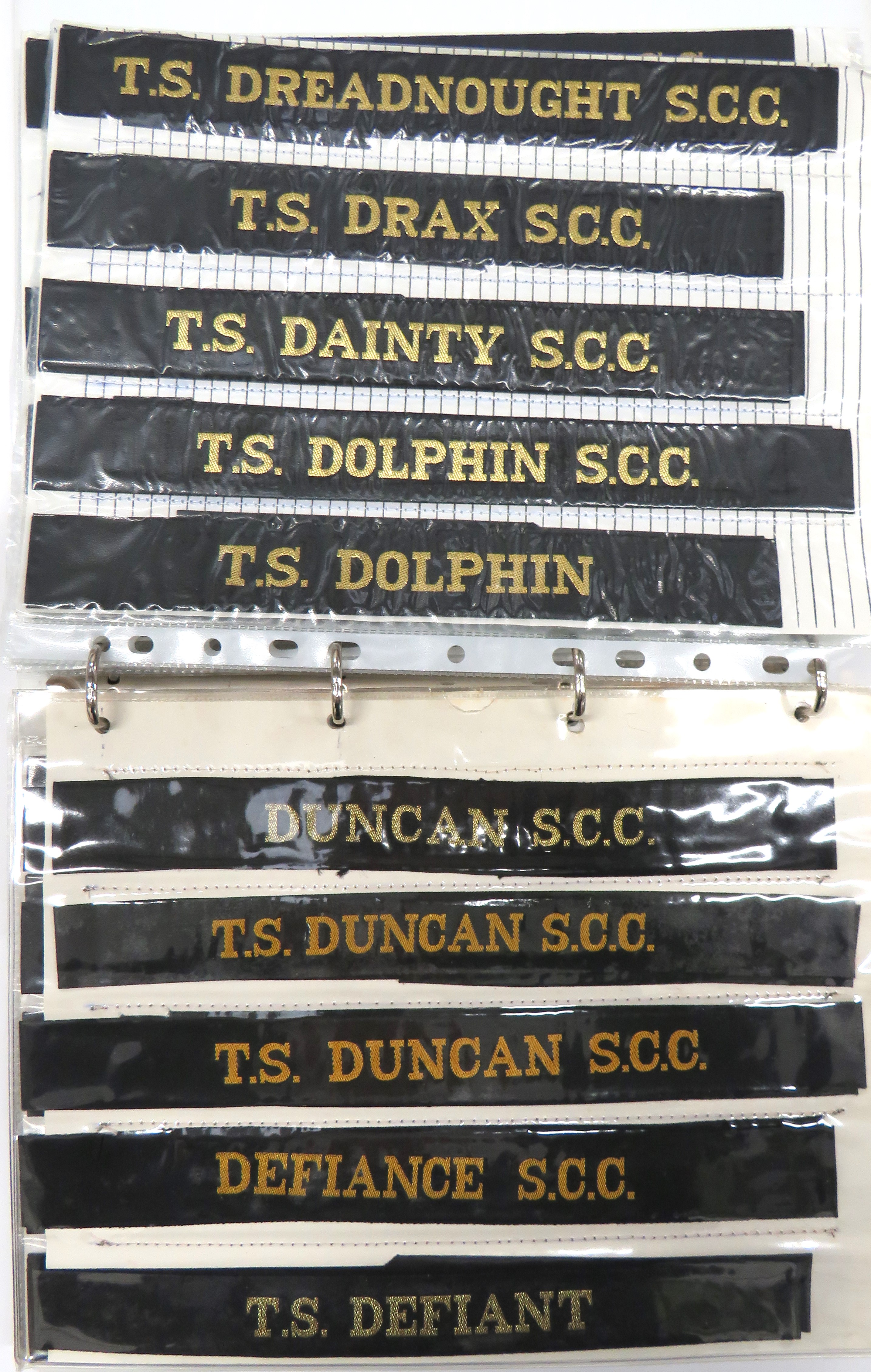 Quantity Of Sea Cadet Corps Tallies including TS Sirius SCC ... TS Sir Galahad SCC ... Danae SCC ...