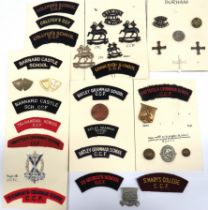 32 x CCF & OTC Cap Badges And Titles cap badges include brass Barnard Castle School ... Brass Batley
