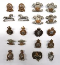 20 x Hussar Collar Badges including facing pair bi-metal KC 8th Kings Royal Irish Hussars ... 2 x