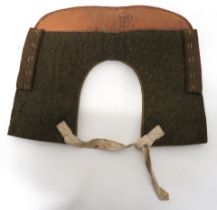 WW2 Machine Gun Shoulder Yoke green, heavy felt shoulder yoke.  One edge with leather facing.  The