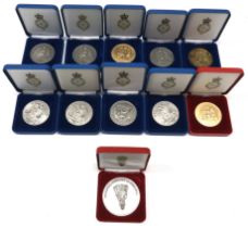 11 x Modern Commemorative Medallions consisting 3 x gilt Blues & Royals Windsor 2015