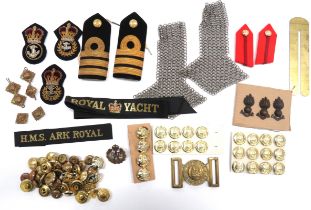 Small Selection Of Various Badges including pair Staff Officer collar tabs ... Pair of Royal Navy