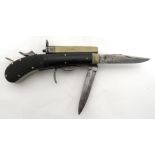 Scarce Unwin & Rodgers Percussion Combination Knife Pistol white metal and steel, octagonal barrel