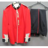 Modern Welsh Guards Dress Tunic scarlet, single breasted tunic.  Black collar with white edging.
