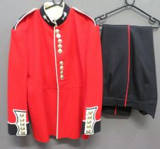 Modern Welsh Guards Dress Tunic scarlet, single breasted tunic.  Black collar with white edging.