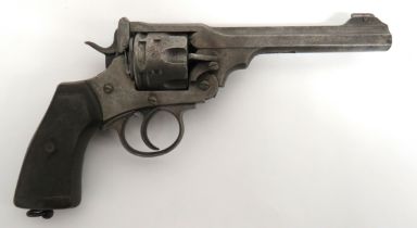 Deactivated WW1 Dated Webley Mark VI Service Revolver .455, 6 inch barrel with front blade sight.