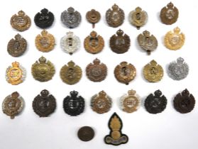 30 x Royal Engineers Cap Badges including brass KC ERVII Royal Engineer Volunteers ... Darkened KC