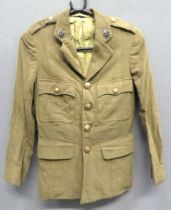 WW2 Utility Pattern ATS Service Dress Tunic khaki, single breasted, open collar tunic.  Patch