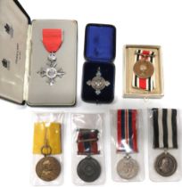 7 x Various Medals including modern cased MBE ... QEII Police Special Constabulary named ""Edward