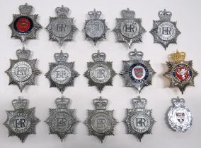 15 x Police/Constabulary Helmet Plates including QC plated, Dyfed-Powys Constabulary ... Plated QC