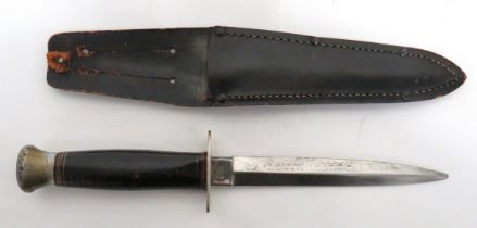 Commercial Commando Pattern Knife 6 inch, double edged blade.  Forte stamped "Milbro Kampa. Made