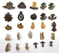26 x British Collar Badges Including Officer including pair silvered and gilt Cheshire ...