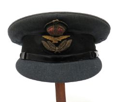 Pre 1952 Royal Air Force Officer's Service Dress Cap blue grey crown, body and stiffened peak.