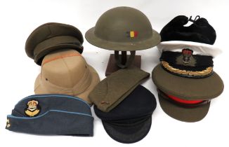 Quantity Of Various Hats including post war, Belgian issue, MKII steel helmet ... Post 53  Royal