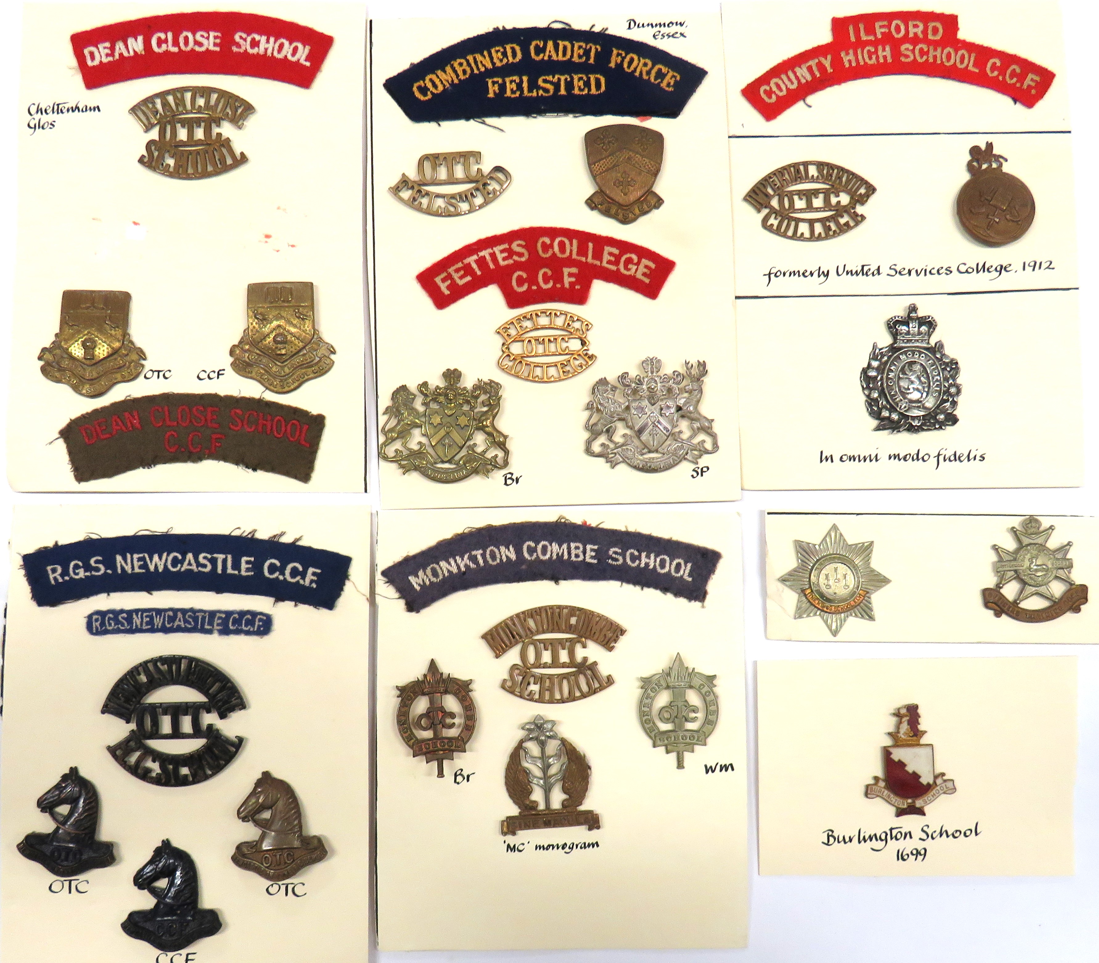 30 x CCF & OTC Cap Badges And Titles cap badges include brass Felsted CCF ... Brass Fettes College