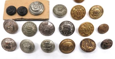 Quantity Of British And Commonwealth Buttons including white metal Vic crown Canada Militia ...