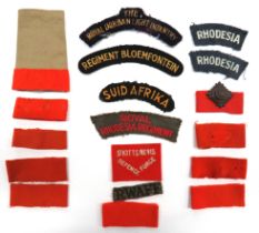 18 x Various Shoulder Titles And Tabs including embroidery Rhodesia (RAF) ... Embroidery RWAFF ...