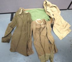 5 x Various WW2 Pattern Military Shirts consisting khaki Aertex bush shirt.  Pleated chest pockets.