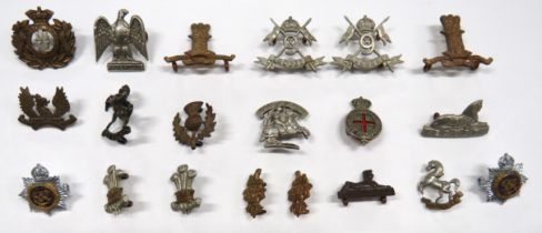 20 x Cavalry And Other Collar Badges including bi-metal Vic crown 18th Hussars ... Pair brass 11th
