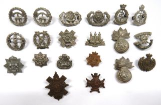 20 x Volunteer And Victorian Collar Badges including white metal Somerset 1VB ... White metal 1st VB