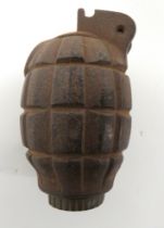 Inert No 36 Mills Grenade cast iron, fragmentation body marked "JMD & SL 1917".  Top brass filling