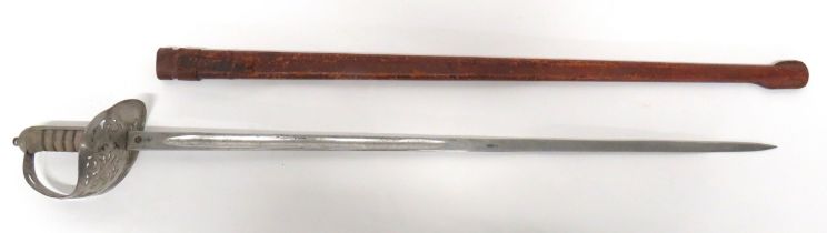 1897 Pattern Infantry Officer's Sword 32 3/4 inch, dumbbell blade with central fuller.  Etched Kings