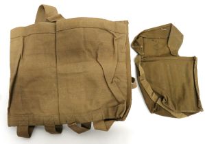 Two WW2 Ammunition Carriers consisting khaki webbing backpack to hold two Vickers ammunition boxes.