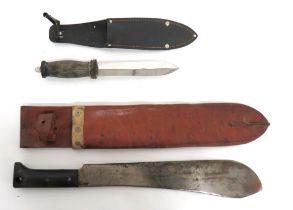 WW2 Issue Machete 15 inch, single edged blade widening towards the point.  Blade with maker "