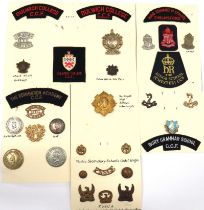 30 x CCF & OTC Cap Badges And Titles cap include blackened Bury Grammar School ... White metal
