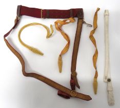 Four Various Sword Knots And Undress Sword Belt consisting white, buff leather Cavalry example ...