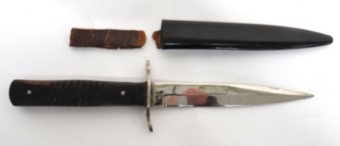 WW1 Imperial German Trench Knife 6 inch, single edged, plated blade.  Forte with Ordnance stamp.