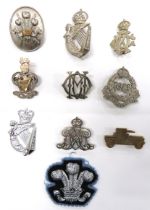 10 x Cavalry Arm Badges consisting white metal and gilt, QC Queens Royal Hussars (blades) ...