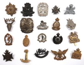 20 x African Cap Badges including brass Malawi Rifles ... Brass Transvaal USV ... Brass Regiment