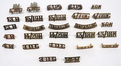 27 x Cavalry Brass Shoulder Titles including 4/7 RDG ... 3DG ... Bays ... 14/20H ... 15/19H ...