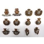 12 x Victorian Cavalry Collar Badges consisting 2 x bi-metal Vic crown 18 Hussars ... 2 x bi-metal